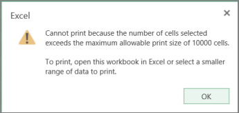 message cannot creat a table using more than 10,000 cells