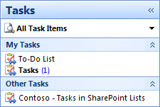 Tasks list from SharePoint site appearing in Outlook