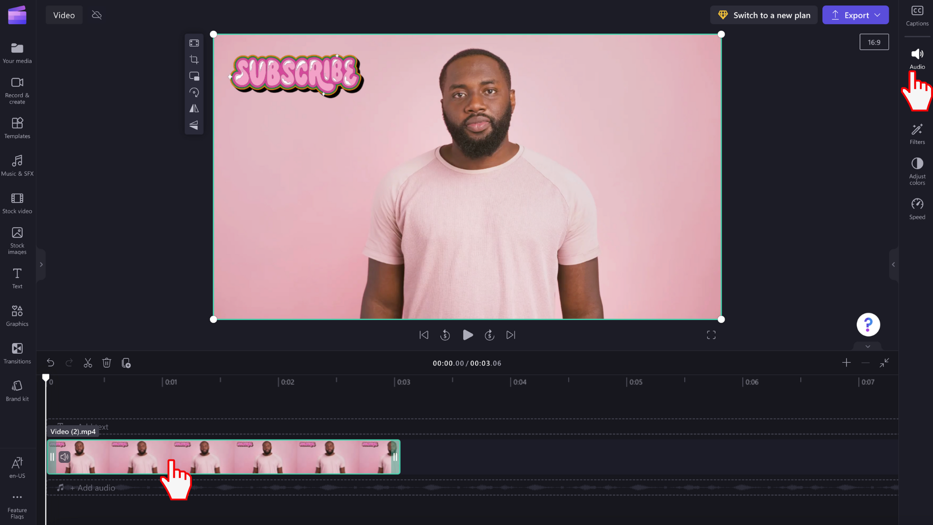 An image of adding a video to the Clipchamp video editing timeline