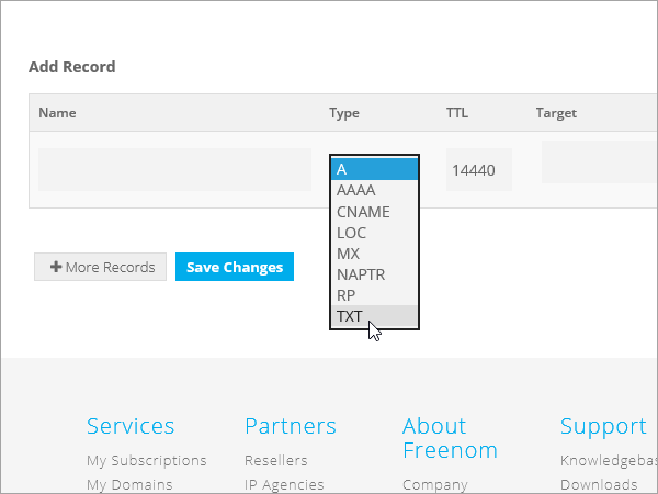 Freenom com настройка dns