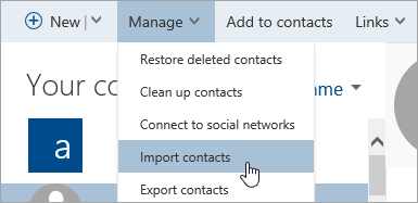 A screenshot of the Import contacts button.