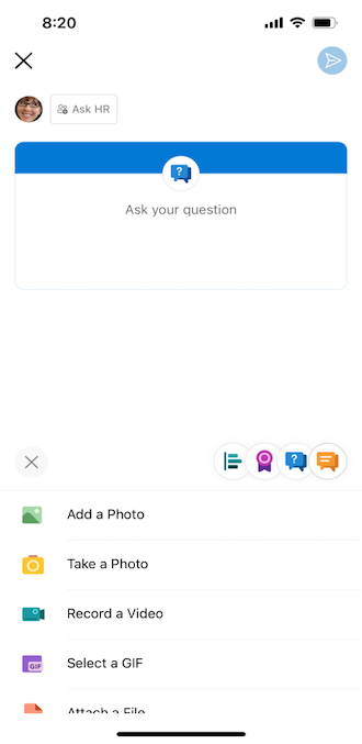 Yammer question on an iOS mobile phone