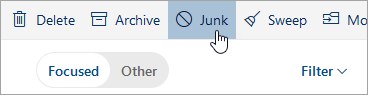 A screenshot of the Junk button