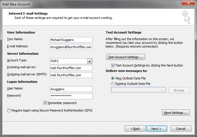 add email account to outlook 2010