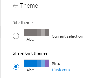 Select a new theme for your SharePoint site