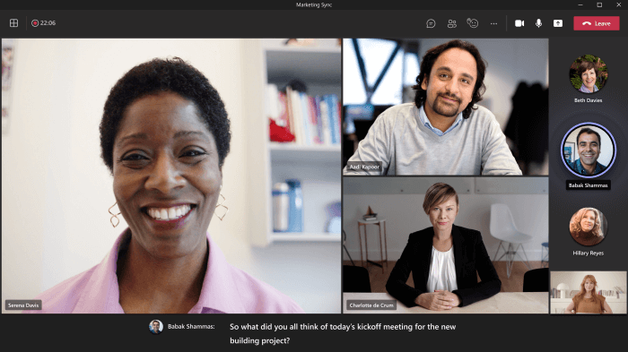 Teams-meetings-live captions screen