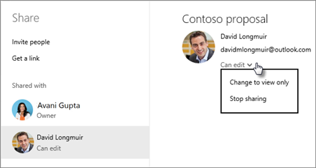 Edit shared permissions in OneDrive