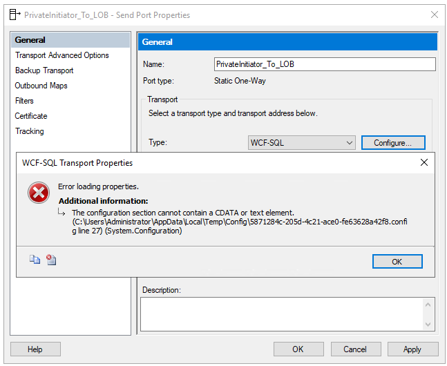 Fix Fail To Configure A Wcf Sql Receive And Send Ports After Configuring Microsoft Biztalk Accelerator For Rosettanet