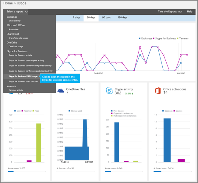 PSTN usage report widget.