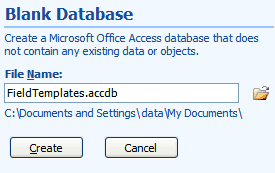 Blank Database pane