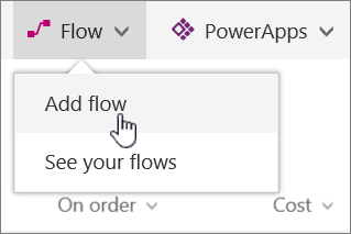 Flow menu in list with Add Flow highlighted