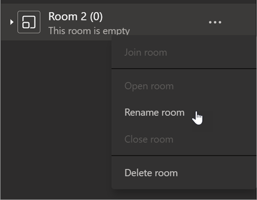 Dropdown with Rename room selected.