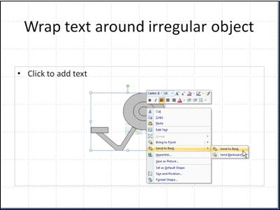 slide with irregular object and right-click menu