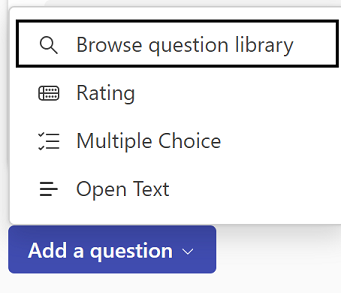 Dropdown to add a question