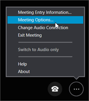 Click More Options > Meeting Options...