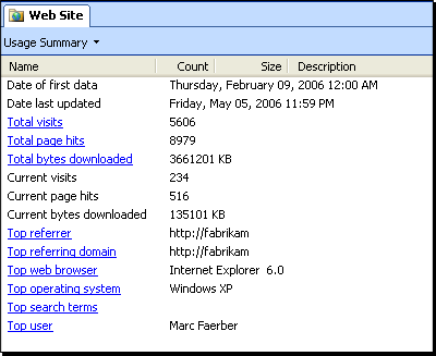 Usage Summary report