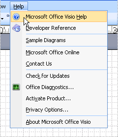 The Visio Help menu