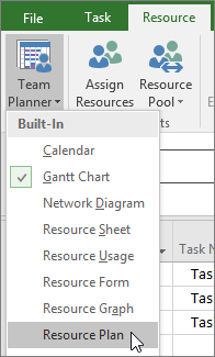 Change to the Resource Plan view