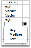 Drop-down list with values High, Medium, and Low