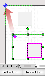 Positioning a pasted guide point and shape.