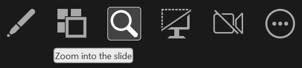 Screenshot showing how to use the magnify tool to zoom into a slide.