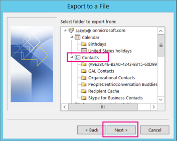 how to export outlook contact groups