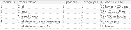 Data View created by dragging a data source shows the first five fields