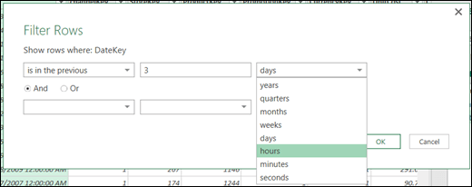 Power Query - Define Filtering options with Hours, Minutes and Seconds