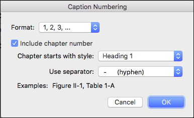 Automatically add chapter numbers to your captions in Word