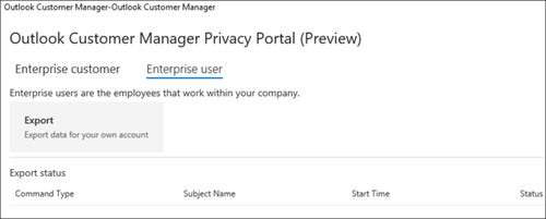 Screnshot: Export Outlook Customer Manager employee data