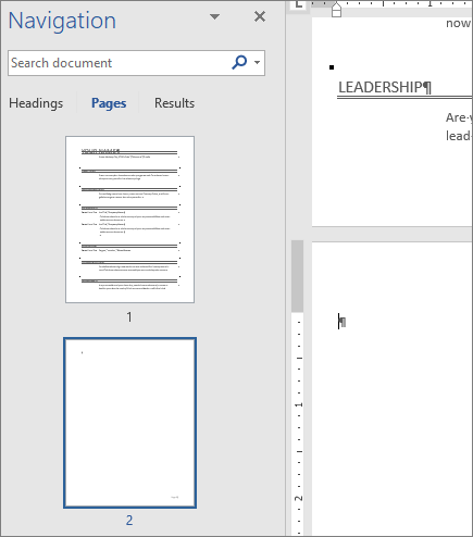 How to delete page in word