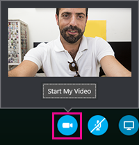 To start your video, select the camera button and the select Start my video