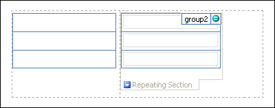 Repeating section selected in a horizontal repeating table