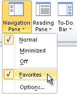Navigation Pane menu