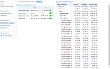 Completed dashboard displaying a scorecard and report, filtered by the year 2004