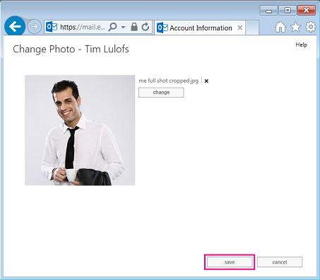 Screenshot of Change Picture dialog with Save highlighted