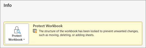 Protect Workbook under the Info menu