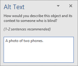 An example of a poor alt text in Word for Windows.