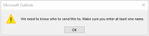Task error "We need to know who to send this to"