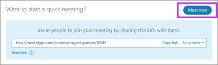 Skype Meetings - Meet now