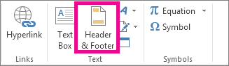Header & Footer option on the Insert tab