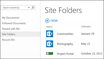 Select Site Folders in the Quick Action bar in Office 365 to see the list of SharePoint Online sites you're following.