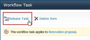 Release Task button on task form