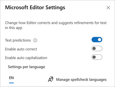 Enable or disable your Editor Settings.