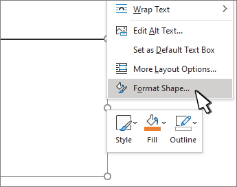 Format shape menu item selected