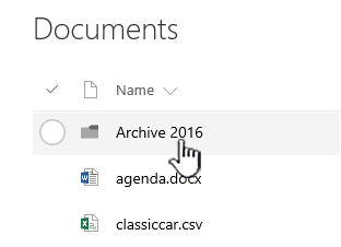 SharePoint Online document library with folder highlighted