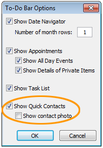 Show Lync Quick Contacts in Outlook 2010