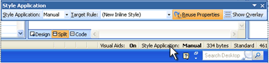 Style Application toolbar showing correct settings