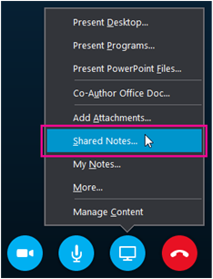 Present button, Shared Notes option