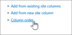 Site content column order selected